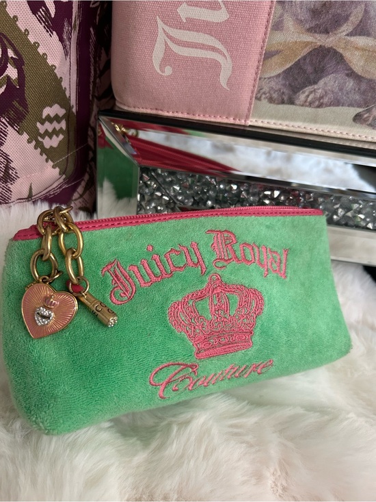 Juicy Couture Handbags - Rare Y2K Vintage 2006 Juicy Royal Couture Watermelon Green Pink Cosmetic Bag